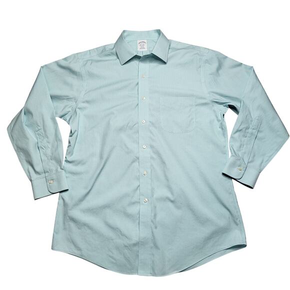 Brooks Brothers Regent Button Down Shirt Green Blue Checker Cotton 16-32 Large - Picture 2 of 8